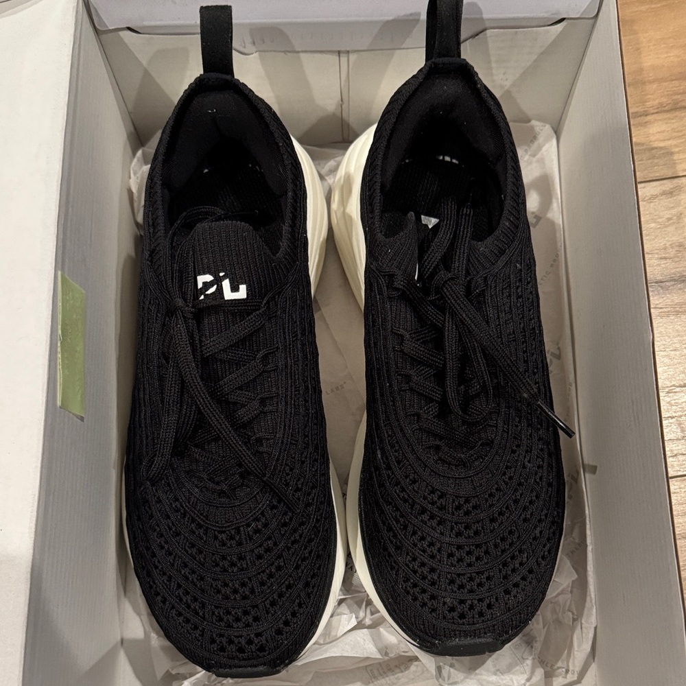 APL Black Knit Slip-On Sneakers with Cream Soles